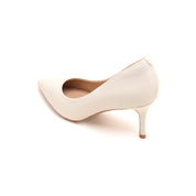 Beige Pointy Leather Pumps