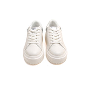 Beige Platform Leather Cookie Sneakers