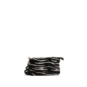 Zebra Print Calf Hair Shoulder Bag with Chunky Chain