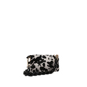 Zebra Print Calf Hair Shoulder Bag with Chunky Chain