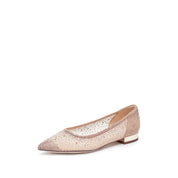 Pastel Crystal-embellished Mesh Pointy Flats