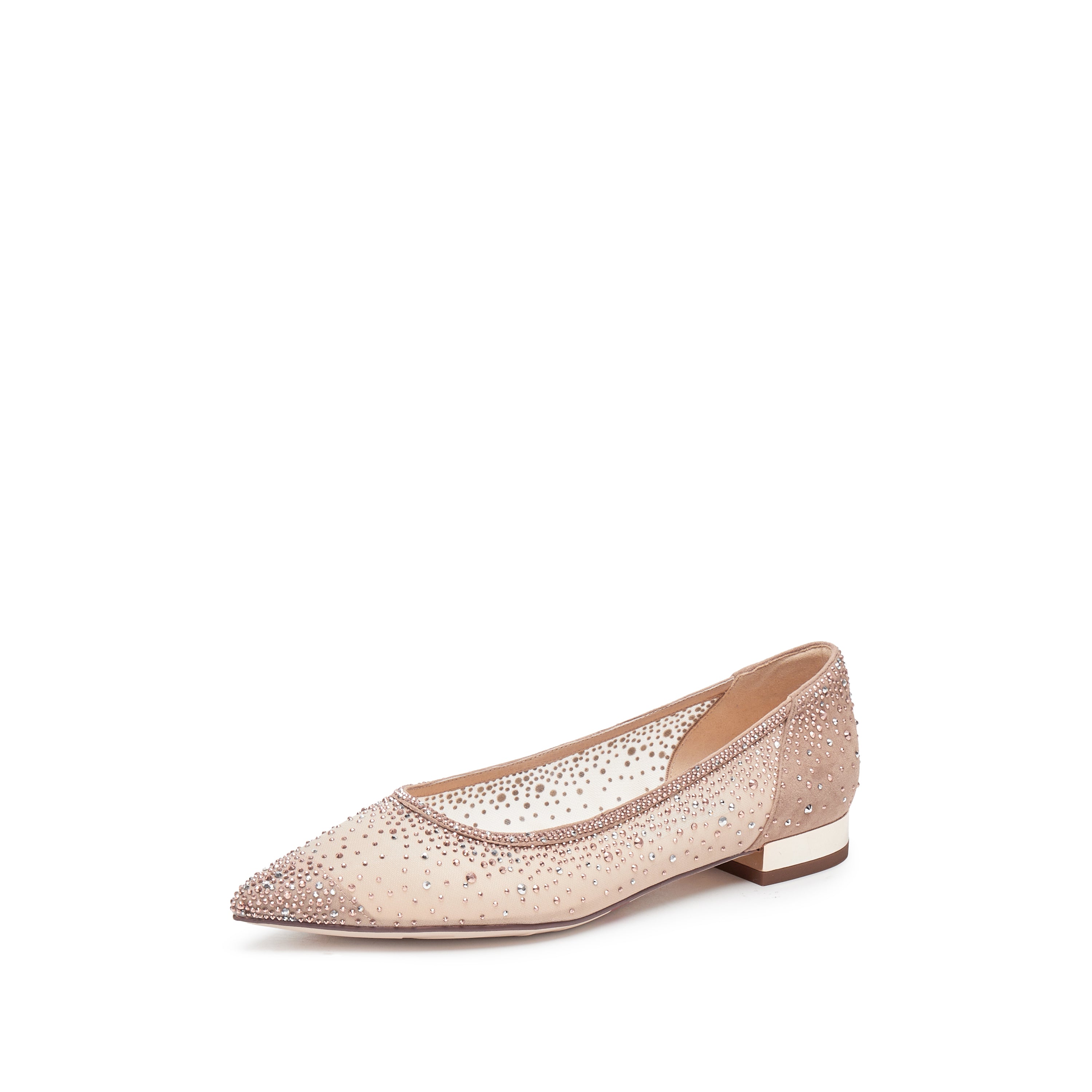 Pastel Crystal-embellished Mesh Pointy Flats
