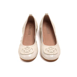Load image into Gallery viewer, Beige ST Crystal-Buckle Leather Ballerina Flats
