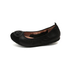 Load image into Gallery viewer, Black ST Buckle Suede-Toe Cap Ballerina Flats
