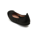 Load image into Gallery viewer, Black ST Buckle Suede-Toe Cap Ballerina Flats
