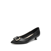 Black Buckle Leather Workwear Pumps