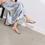 Twisted Crystal Cross Strap Flat Sandals