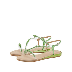 Greenery Mini Crystal-ball Flat Sandals