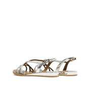 Knock Crystal-Knitted Cross Strappy Flat Sandals