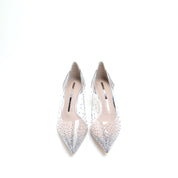Crystal Pointed Transparent Heeled Pumps