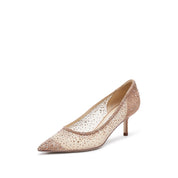 Pastel Crystal-embellished Mesh Pumps