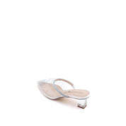 Crystal Pointed Transparent Heel Mule Pumps