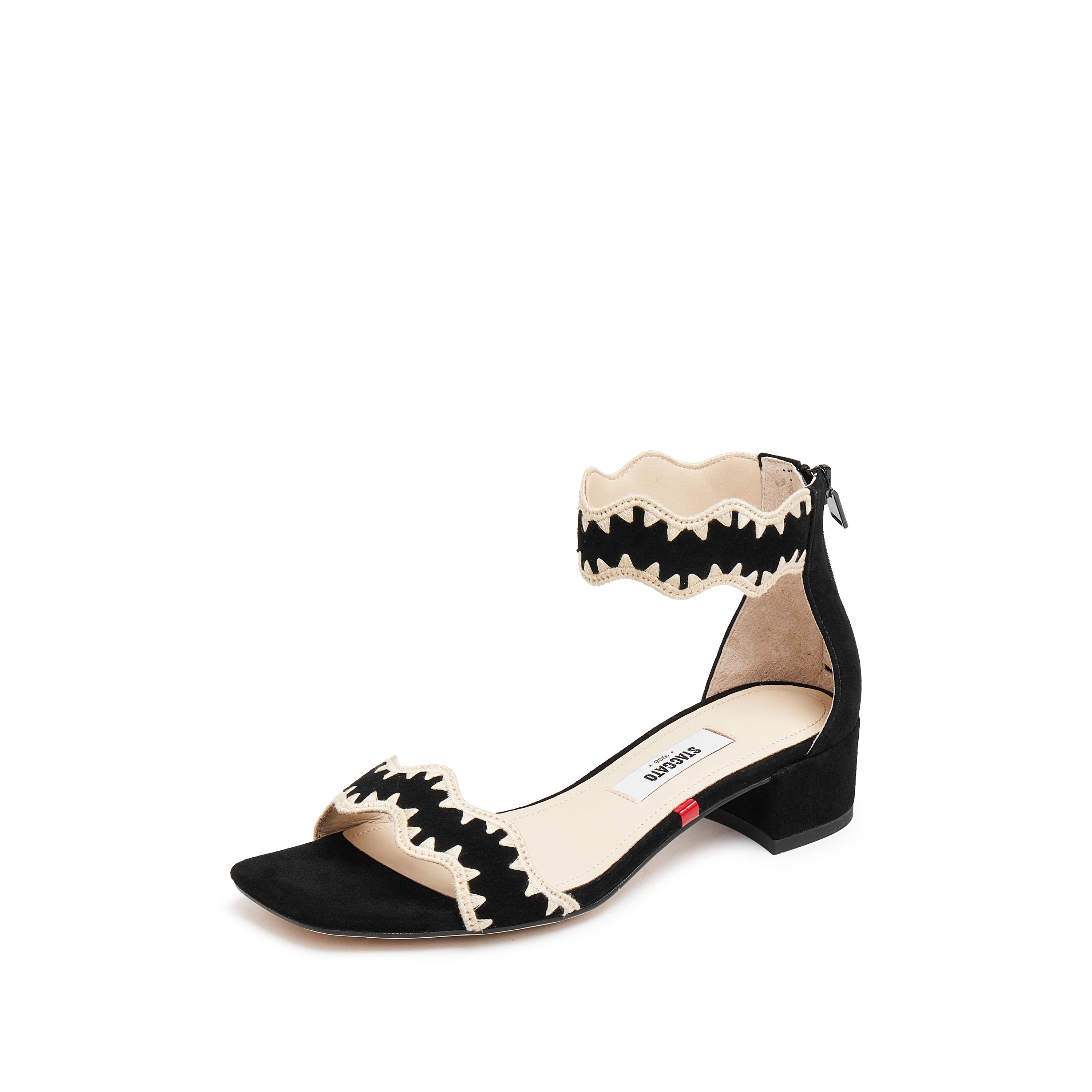 Black Suede Ankle Strap Heeled Sandals