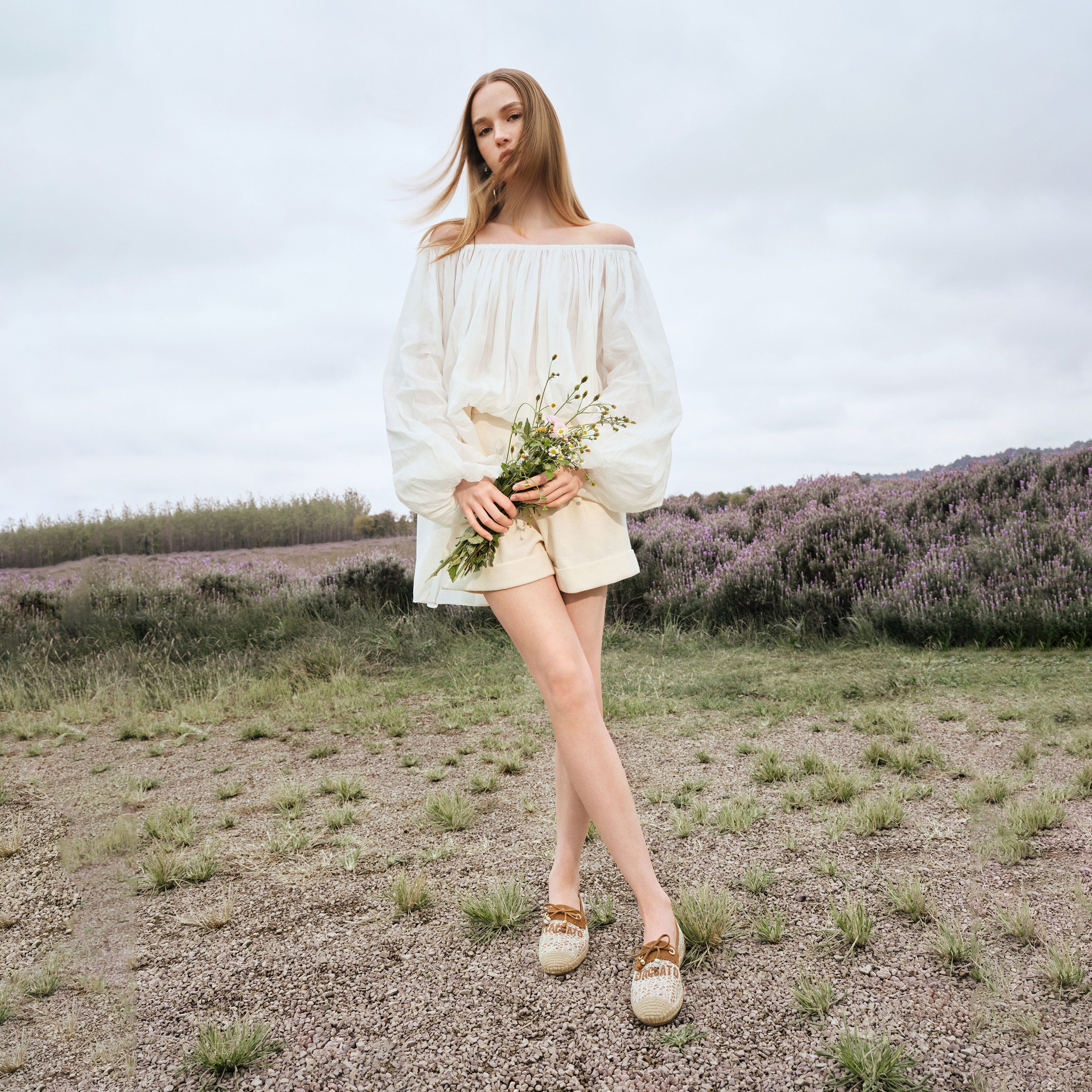 Ivory Lace Staccato Bow Espadrilles