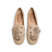 Beige Crystal Fireworks Embellished Espadrilles