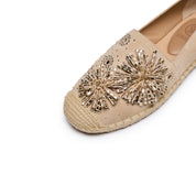 Beige Crystal Fireworks Embellished Espadrilles