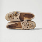 Beige Crystal Fireworks Embellished Espadrilles