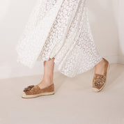 Beige Crystal Fireworks Embellished Espadrilles