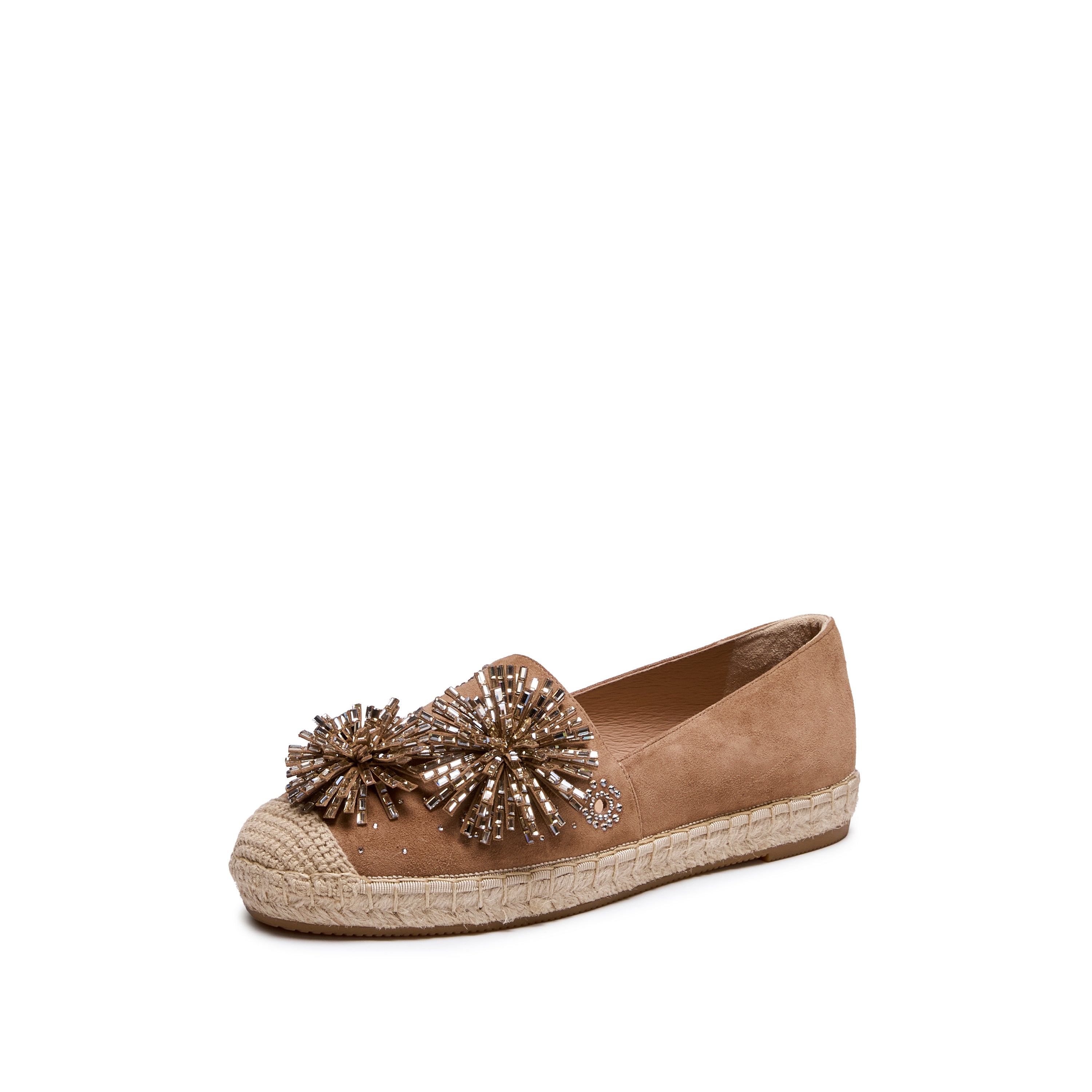Brown Crystal Fireworks Embellished Espadrilles