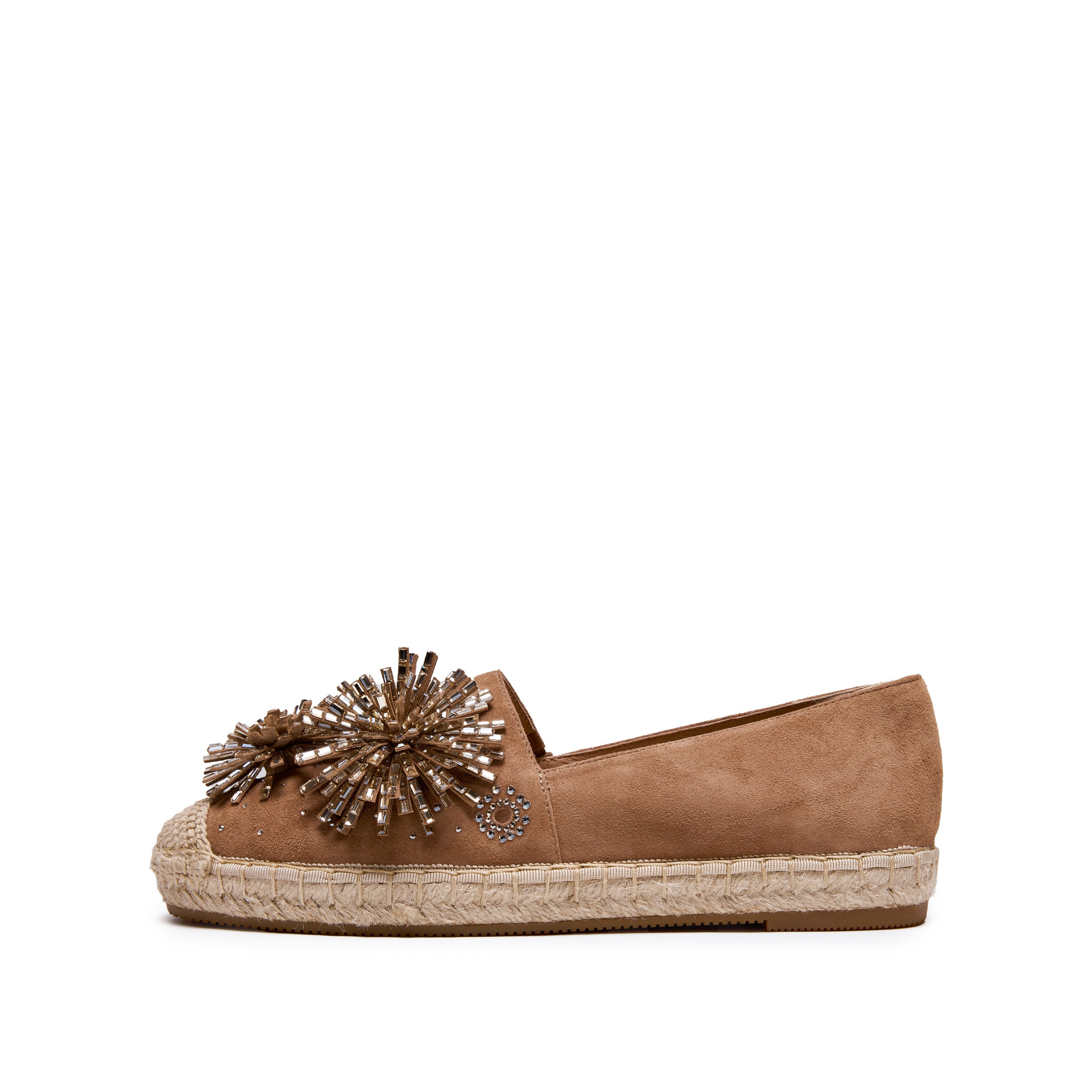 Brown Crystal Fireworks Embellished Espadrilles