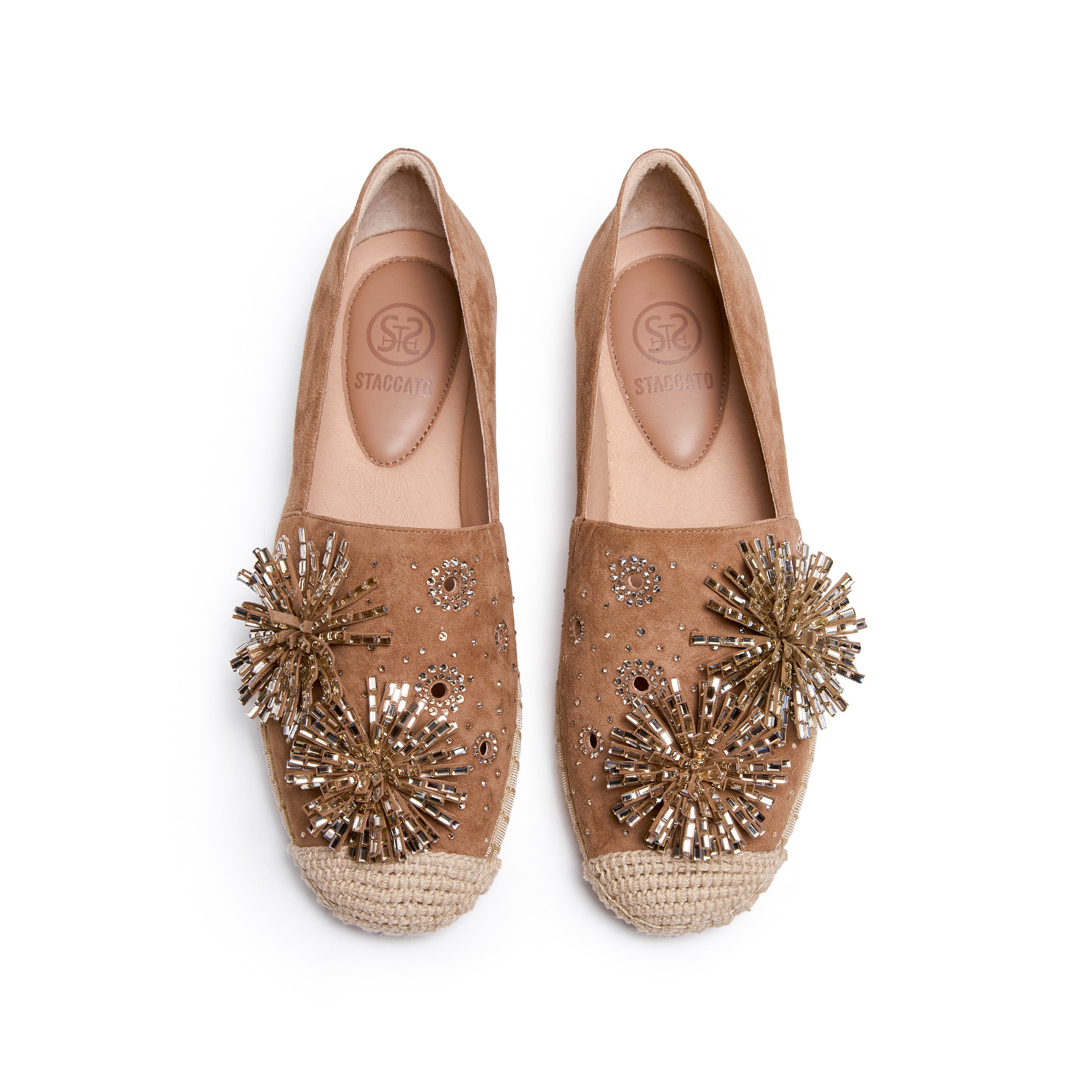 Brown Crystal Fireworks Embellished Espadrilles