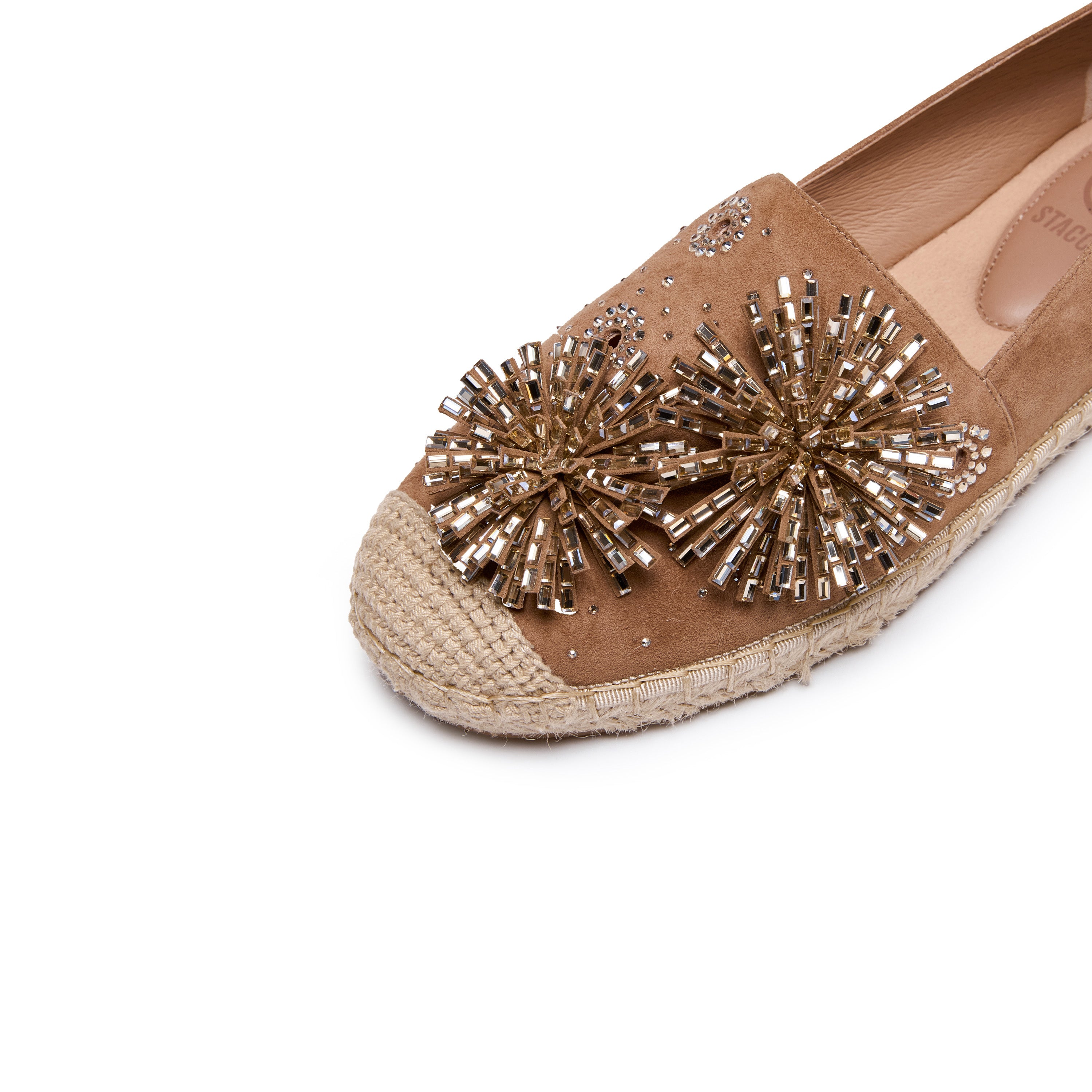 Brown Crystal Fireworks Embellished Espadrilles