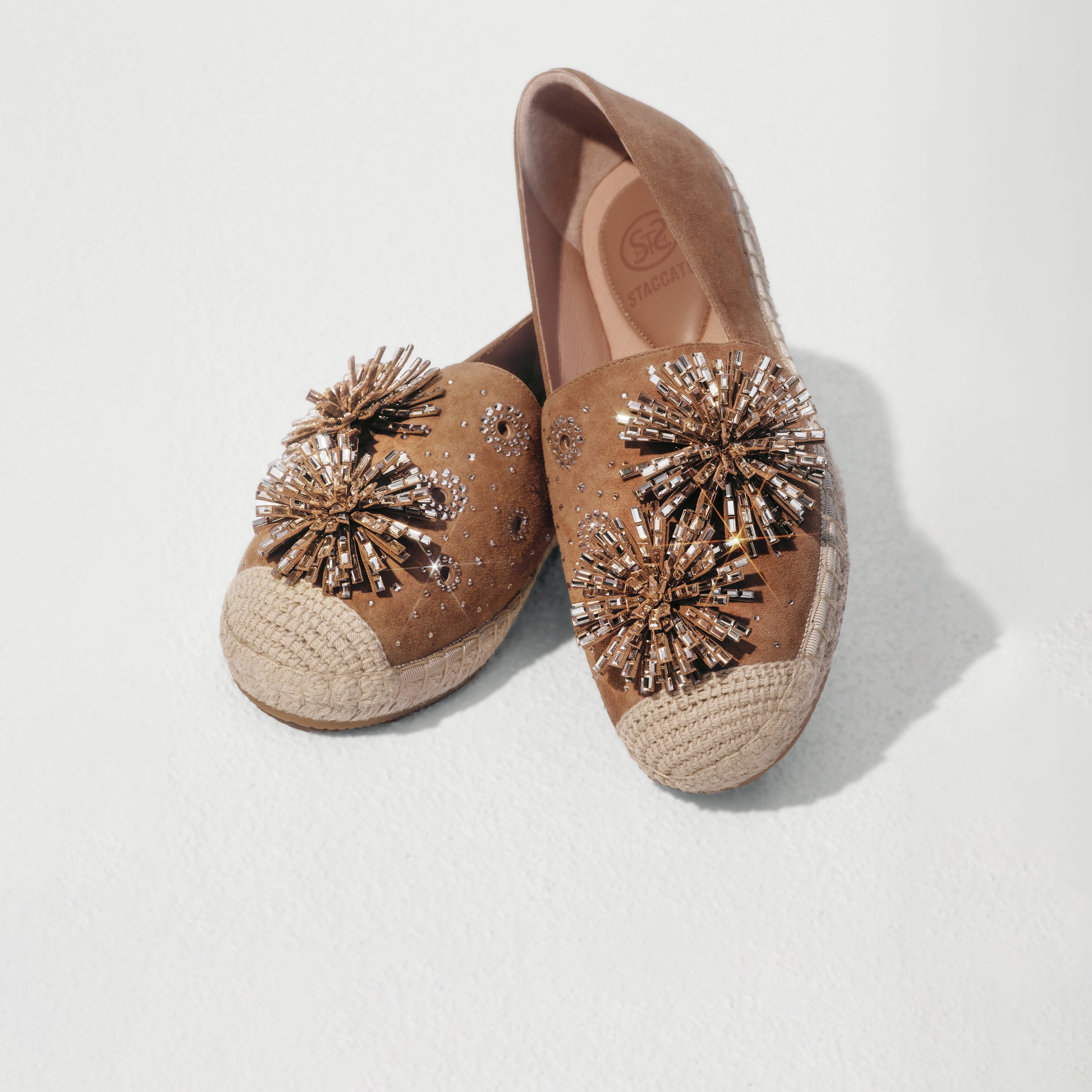 Brown Crystal Fireworks Embellished Espadrilles