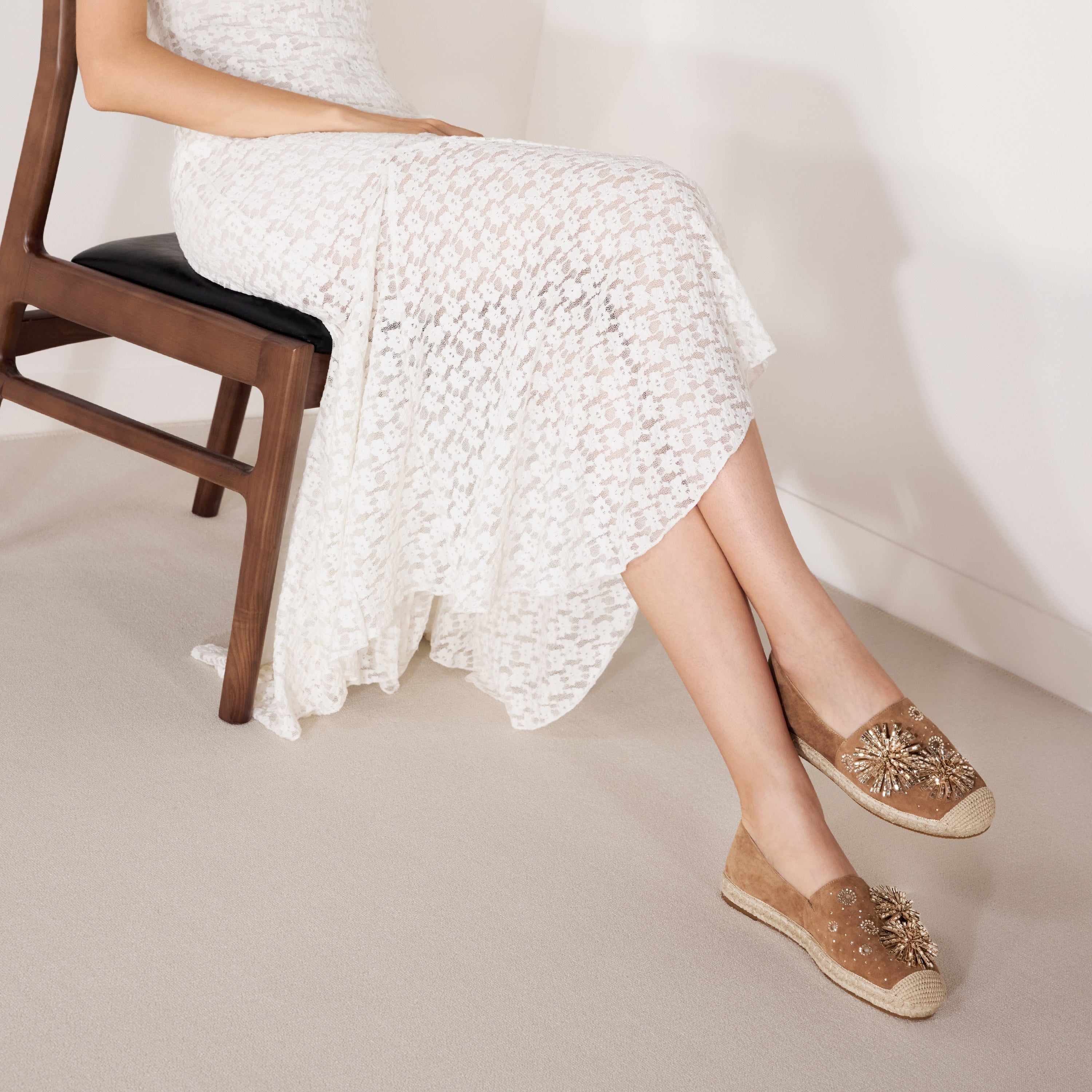 Brown Crystal Fireworks Embellished Espadrilles