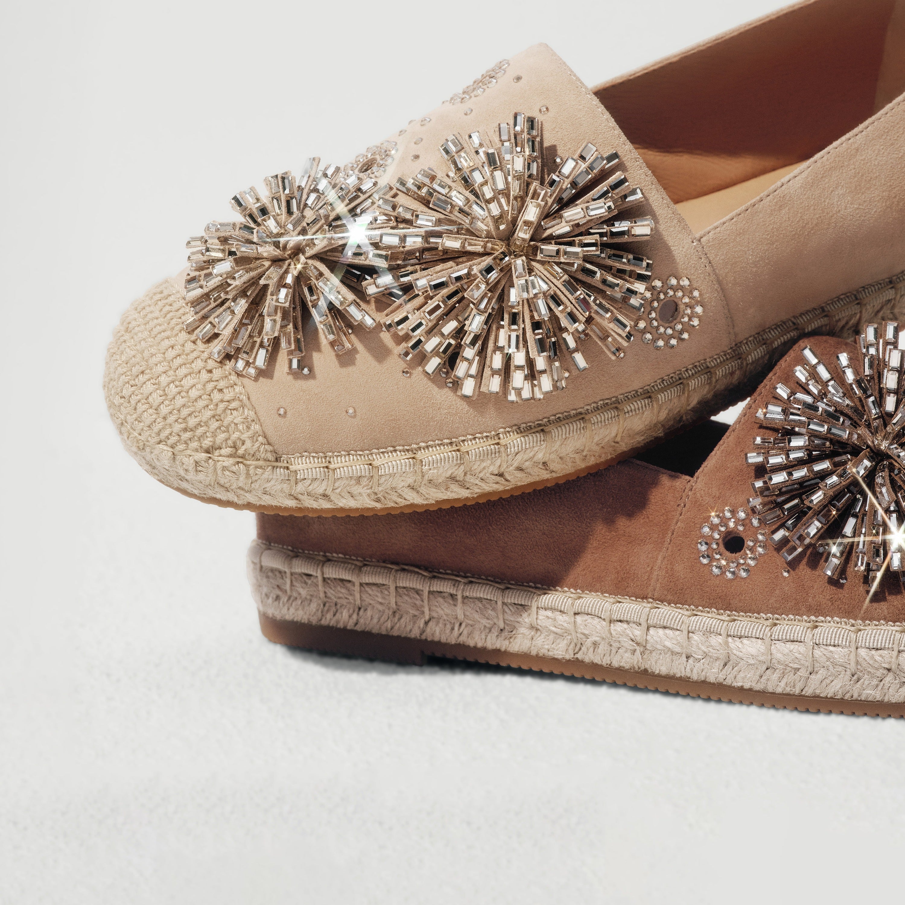 Brown Crystal Fireworks Embellished Espadrilles