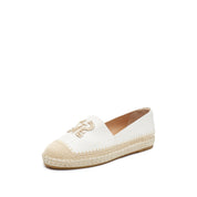 White Golden Chain Logo Leather Espadrilles