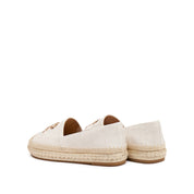 Beige Embossed ST Logo Gold Bead Espadrilles