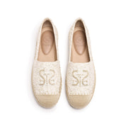 Beige Tweed ST Logo Gold Bead Espadrilles