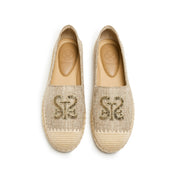 Olive Tweed ST Logo Gold Bead Espadrilles