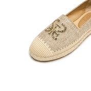 Olive Tweed ST Logo Gold Bead Espadrilles