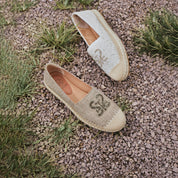 Olive Tweed ST Logo Gold Bead Espadrilles