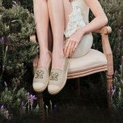 Olive Tweed ST Logo Gold Bead Espadrilles
