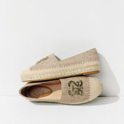 Olive Tweed ST Logo Gold Bead Espadrilles