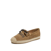 Camel Suede Staccato Bow Espadrilles