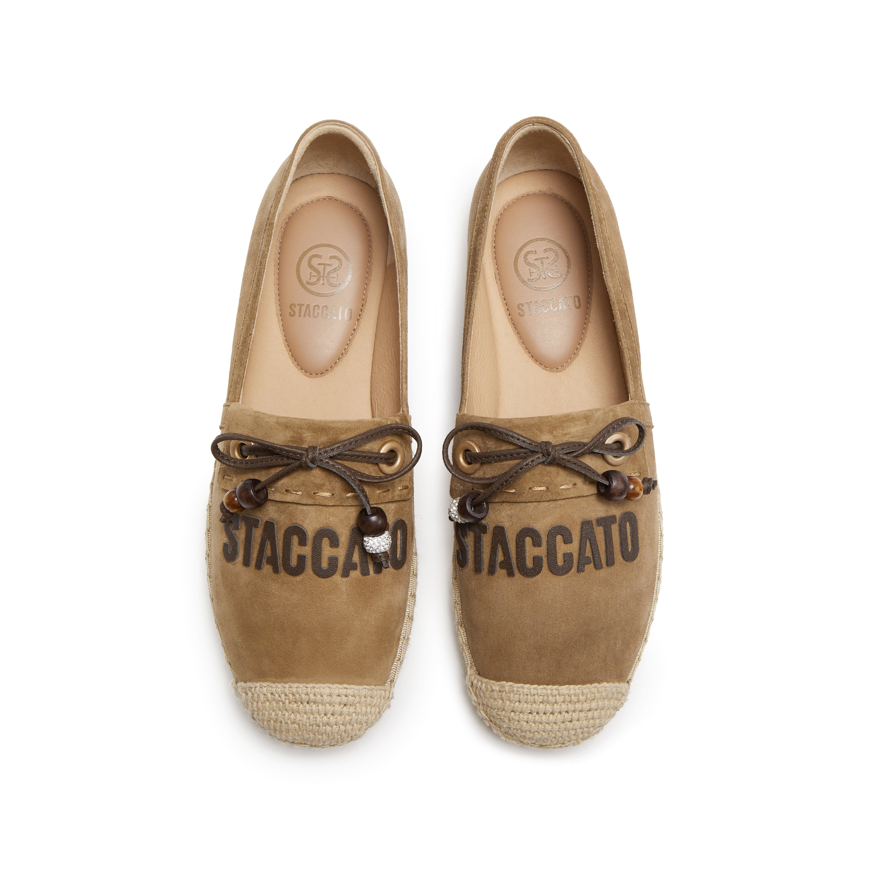 Camel Suede Staccato Bow Espadrilles