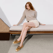 Camel Suede Staccato Bow Espadrilles