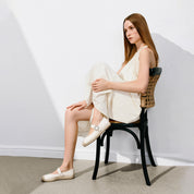 Beige Crystal Buckle Mary Jane Straw Shoes