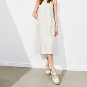 Beige Crystal Buckle Mary Jane Straw Shoes