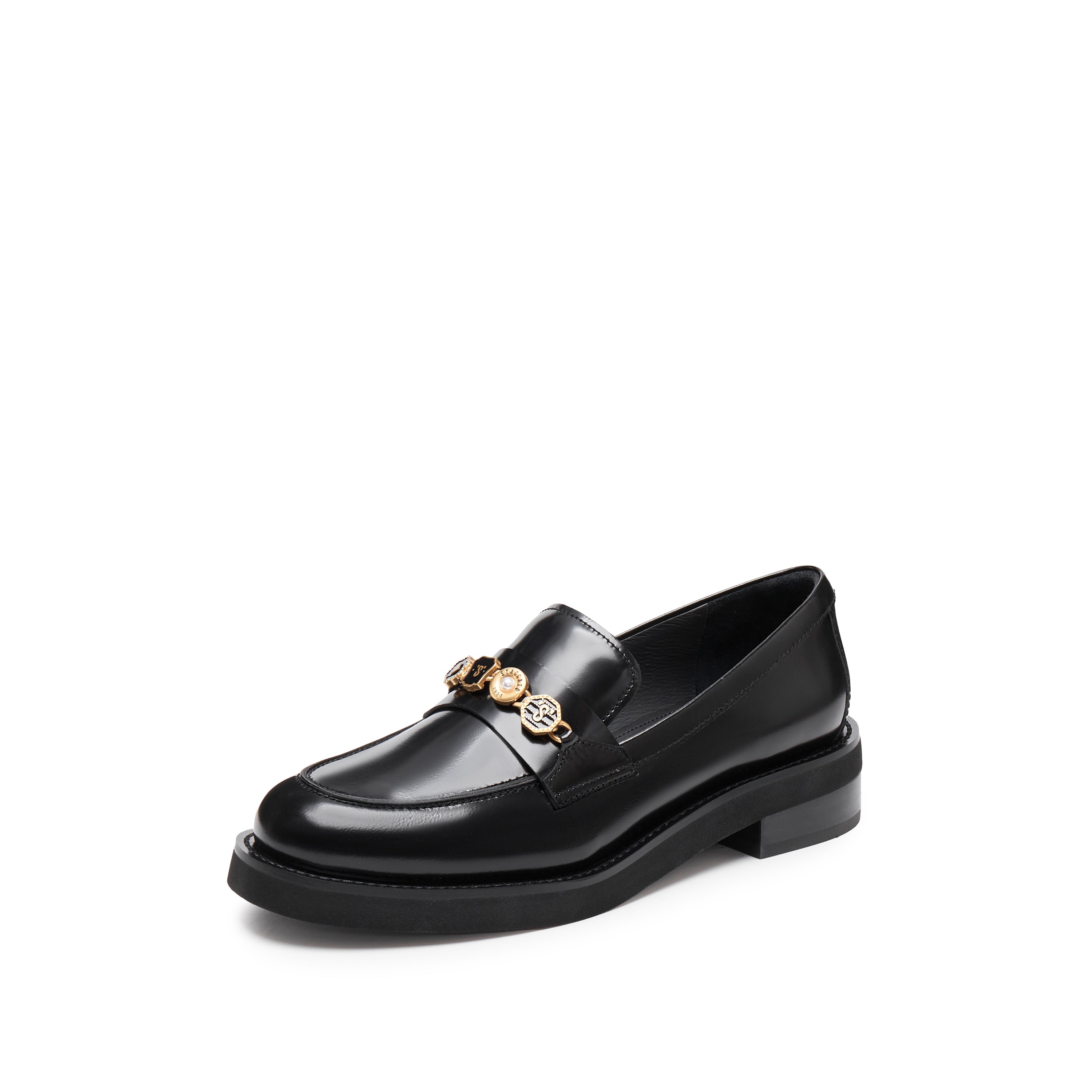 Black Signature Charms Leather Loafers