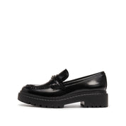 Black ST Gem Leather Platform Loafers