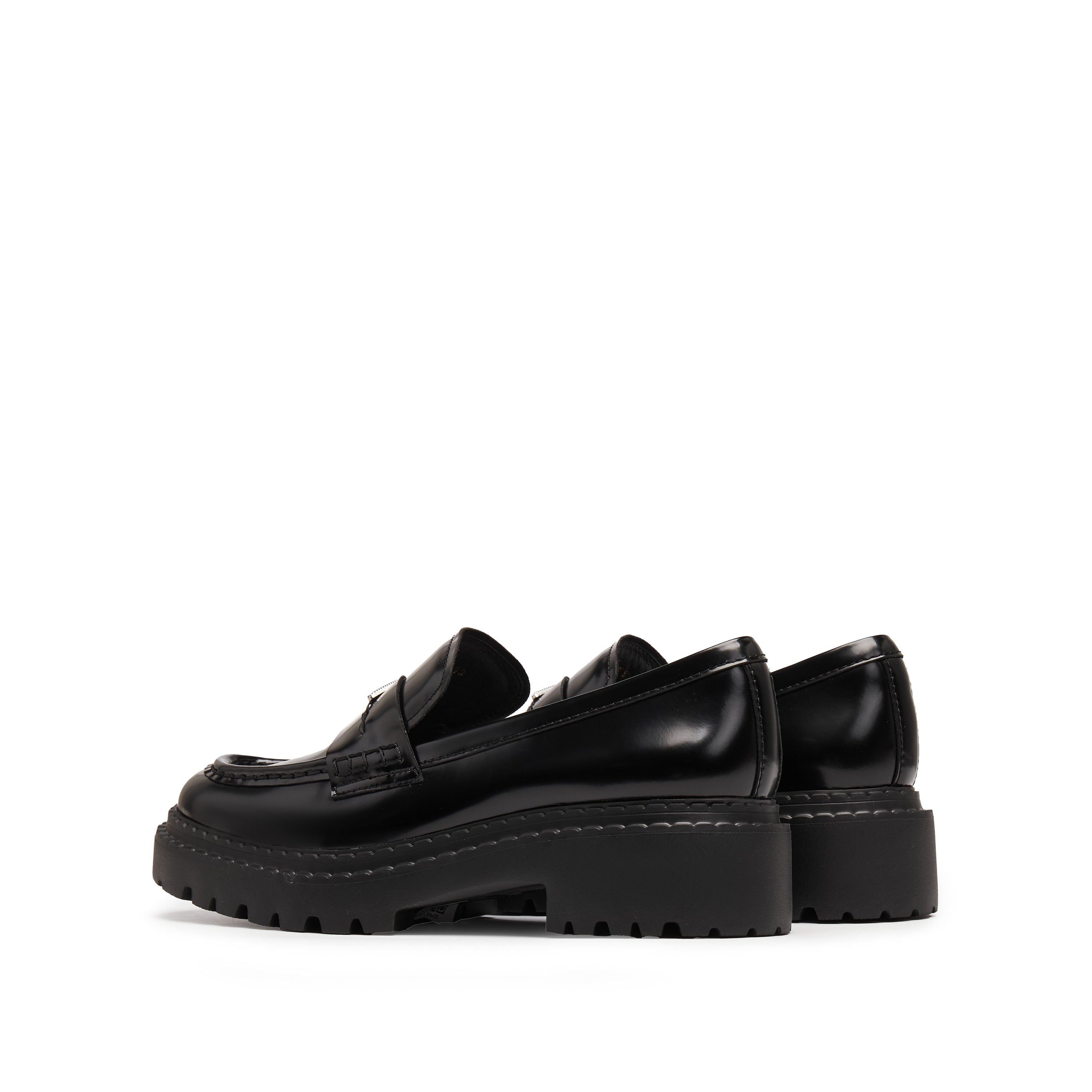 Black ST Gem Leather Platform Loafers