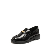 Black ST Golden Buckle Boxy Loafers