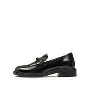 Black ST Golden Buckle Boxy Loafers