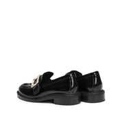 Black Crystal Square Buckle Classic Loafers