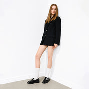 Black Crystal Square Buckle Classic Loafers
