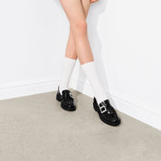 Black Crystal Square Buckle Classic Loafers
